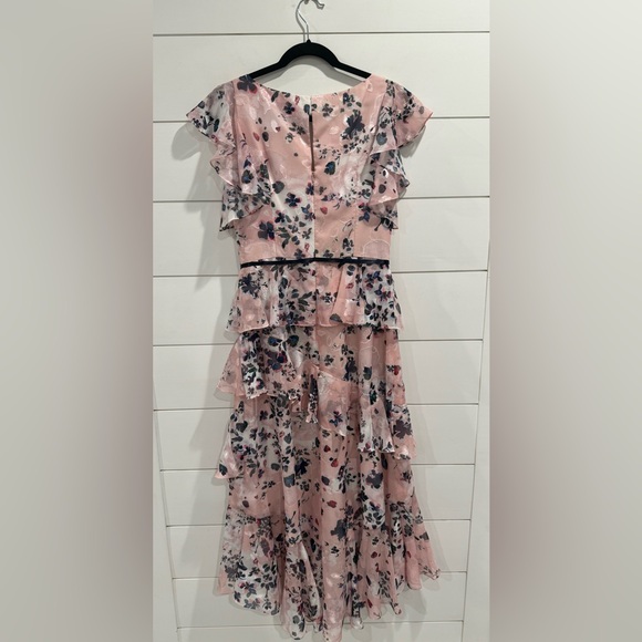 Marchesa Notte pink floral chiffon ruffle floral midi dress - Picture 8 of 8